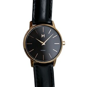 MVMT Avenue Ladies Rose Gold Black Dial Genuine Leather Wrist Watch